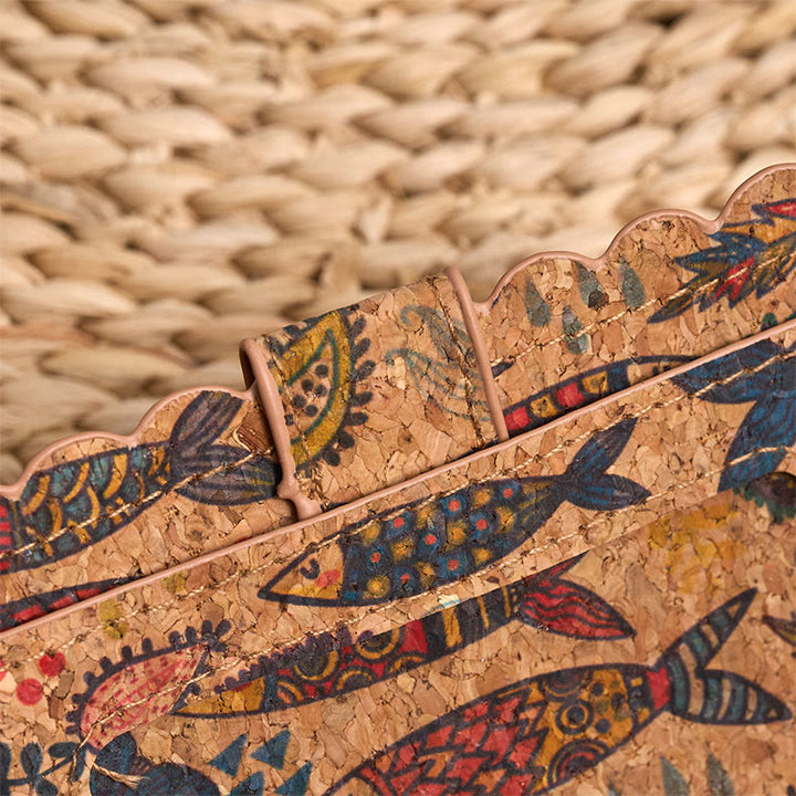 Vintage-Geldbörse mit Armband und farbigem Fisch- und Blumenmuster - image 3