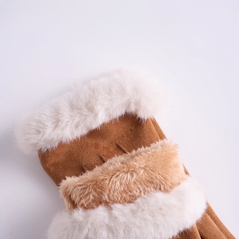 Warme Damen-Winterhandschuhe aus Veloursleder mit Touchscreen-Funktion - image 2