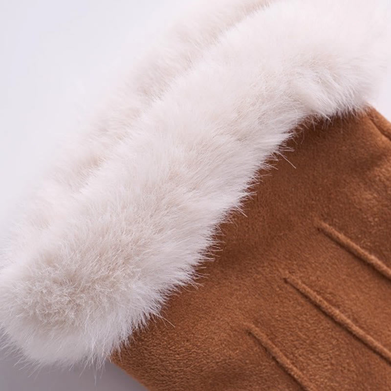 Warme Damen-Winterhandschuhe aus Veloursleder mit Touchscreen-Funktion - image 3