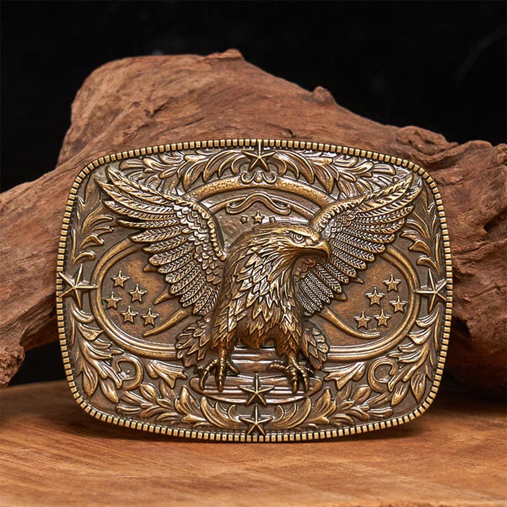 Vintage-Ledergürtel für Herren mit bronzefarbener 3D-Adlerschnalle - image 16
