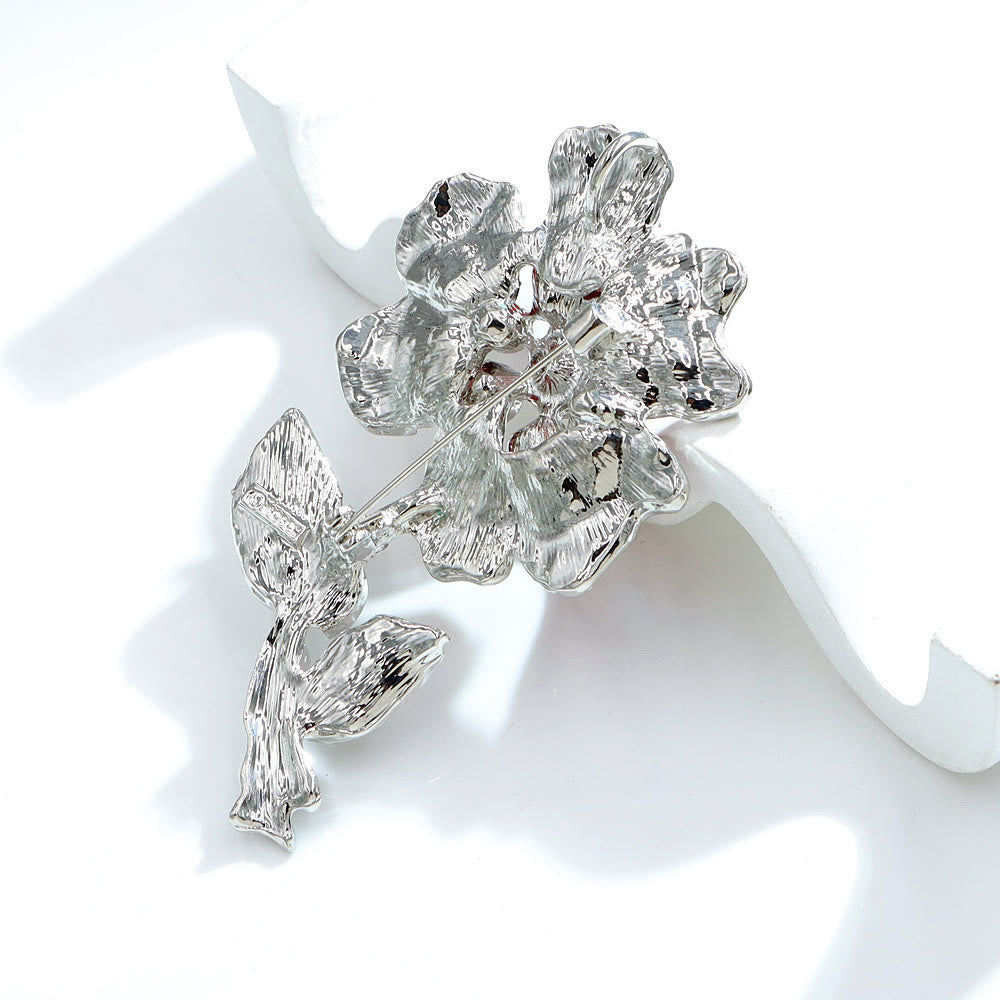 Mehrfarbige Kristall-Blumenbrosche aus Silber - image 5