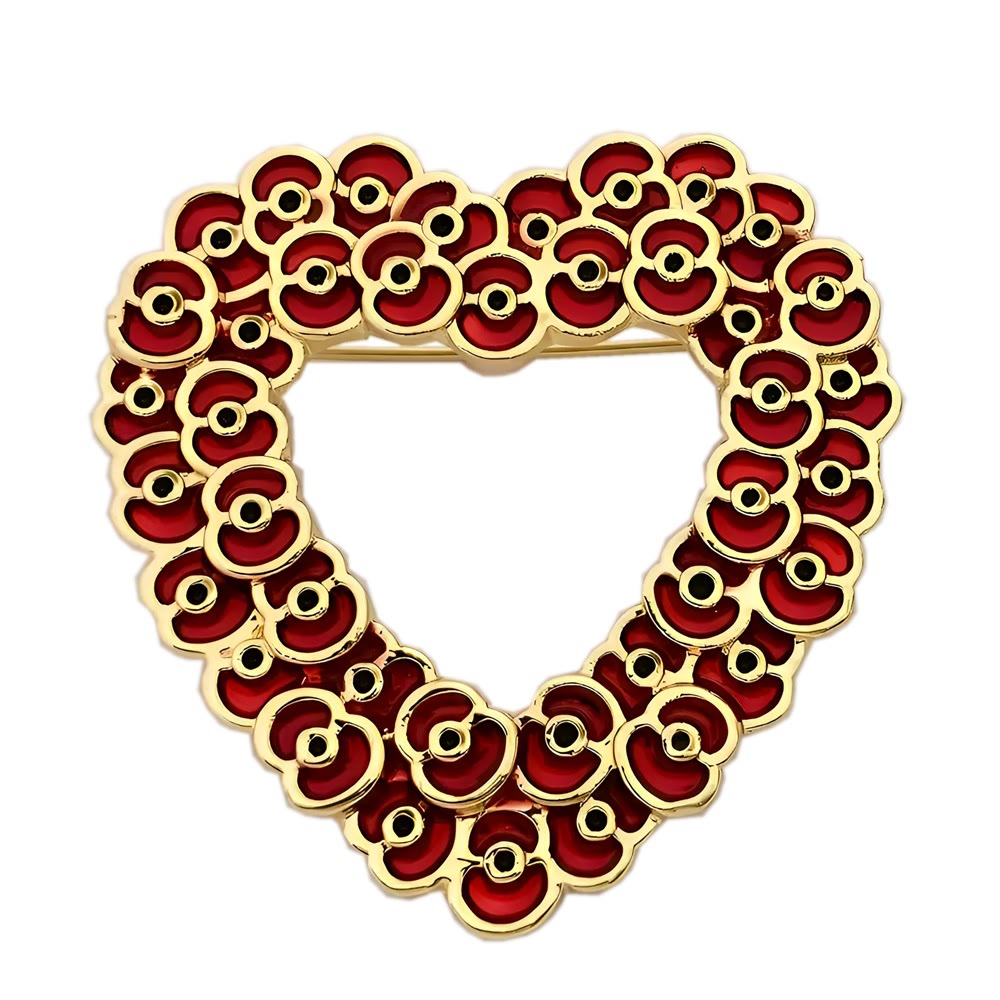 Mini-Mohnblumen-Herzbrosche, zweifarbig - Stil Nr. 2 - image 4