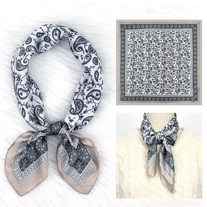 Eleganter, farbenfroher, leichter quadratischer Schal mit Paisley-Muster für Damen, ideal für jede Jahreszeit. - Leichter Kaffee - image 6