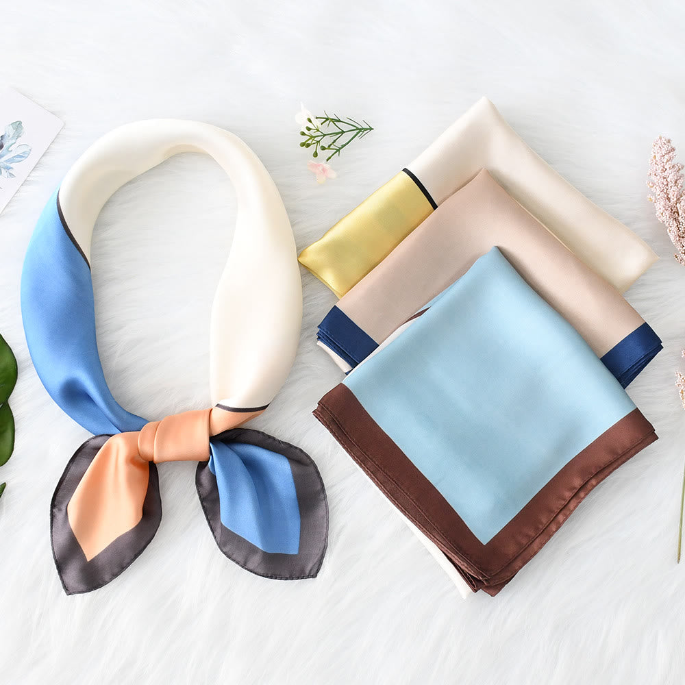 Eleganter, quadratischer Damenschal aus weichem, farblich abgesetztem Satin für alle Jahreszeiten - image 0