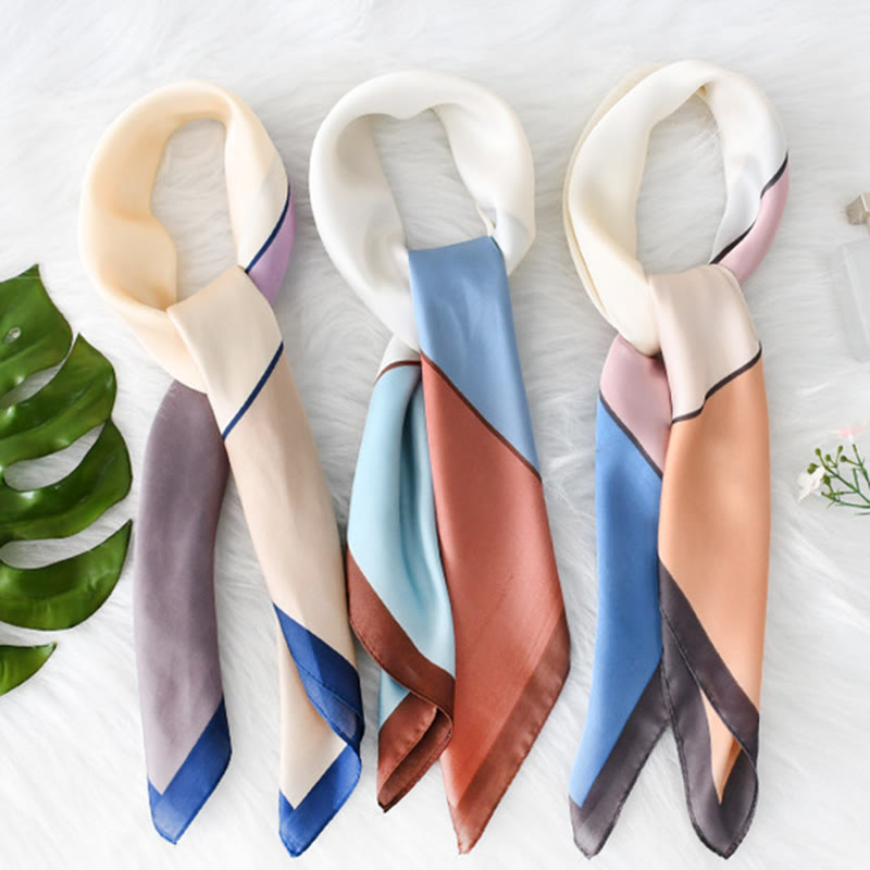 Eleganter, quadratischer Damenschal aus weichem, farblich abgesetztem Satin für alle Jahreszeiten - image 1