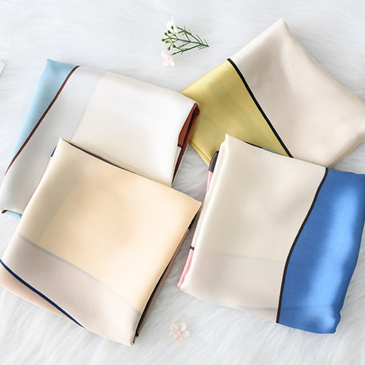 Eleganter, quadratischer Damenschal aus weichem, farblich abgesetztem Satin für alle Jahreszeiten - image 6