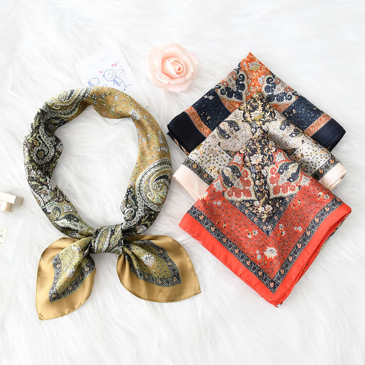 Eleganter quadratischer Schal aus seidigem Satin mit Vintage-Paisley-Muster für Damen, ideal für jede Jahreszeit. - image 0