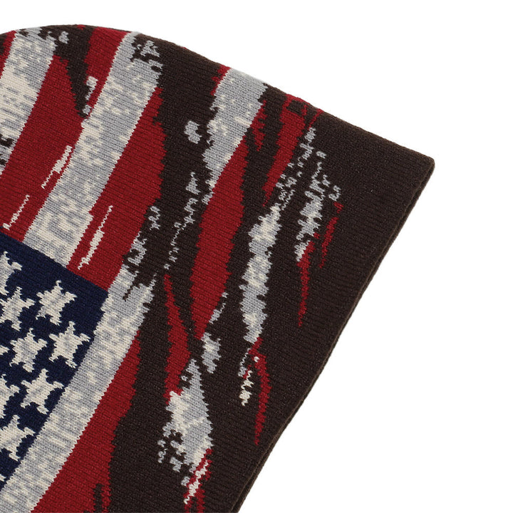 Stylische Herren-Strickmütze mit Used-Look-Muster und amerikanischer Flagge, mehrfarbig - image 9