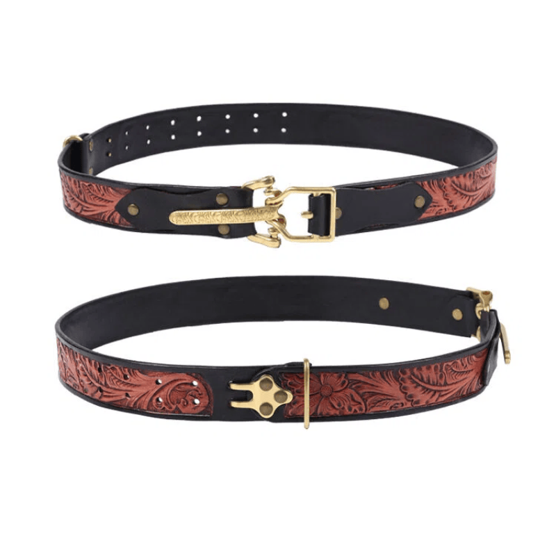 Herren-Retro-Rittergürtel mit goldener Schnalle aus geschnitztem Leder - image 1