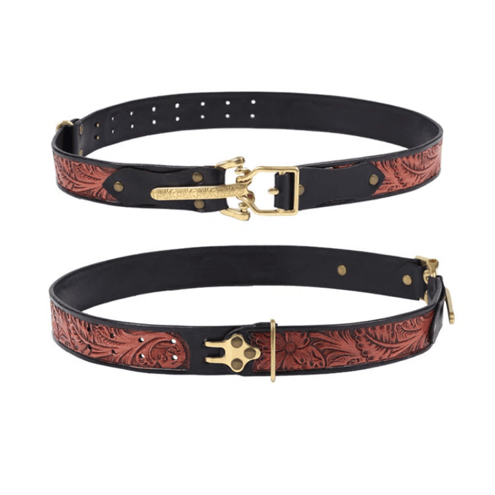 Herren-Retro-Rittergürtel mit goldener Schnalle aus geschnitztem Leder - image 1