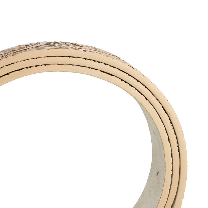 Herren-Retro-Ledergürtel aus silberfarbenem Leder mit ovaler, geschnitzter Schnalle - image 5