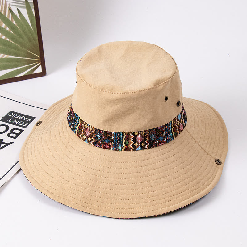 Damen-Sonnenhut im Fischerstil mit Metallknopf - Khaki - M (ca. 22 1/2") - image 1