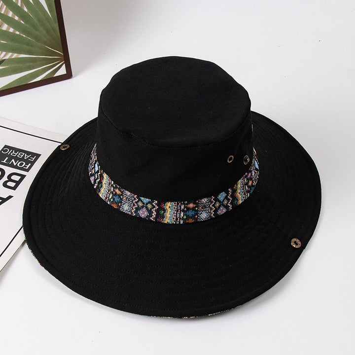 Damen-Sonnenhut im Fischerstil mit Metallknopf - Schwarz - M (ca. 22 1/2") - image 5