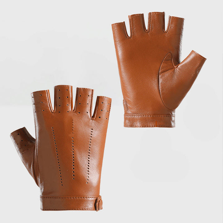 Atmungsaktive, schützende Halbfinger-Radhandschuhe aus Leder für Damen - image 2