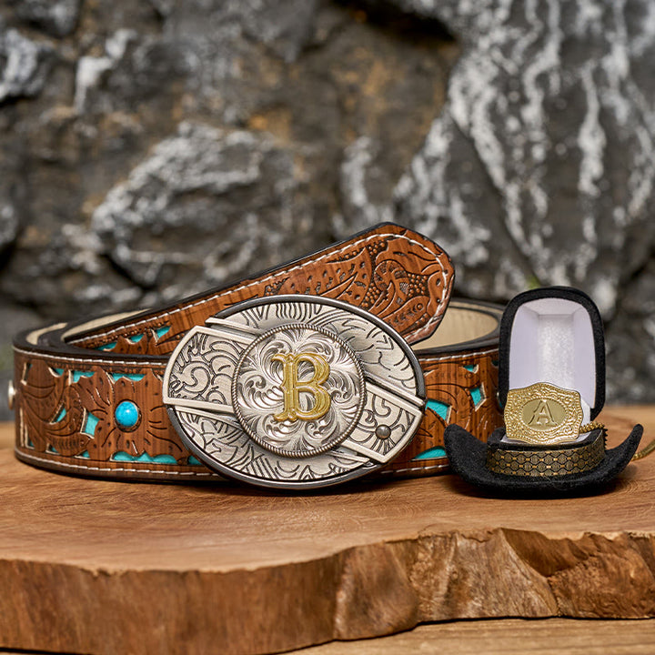 DIY-Set mit versteckter Gürtelschnalle, Goldkette und Initialen - image 0