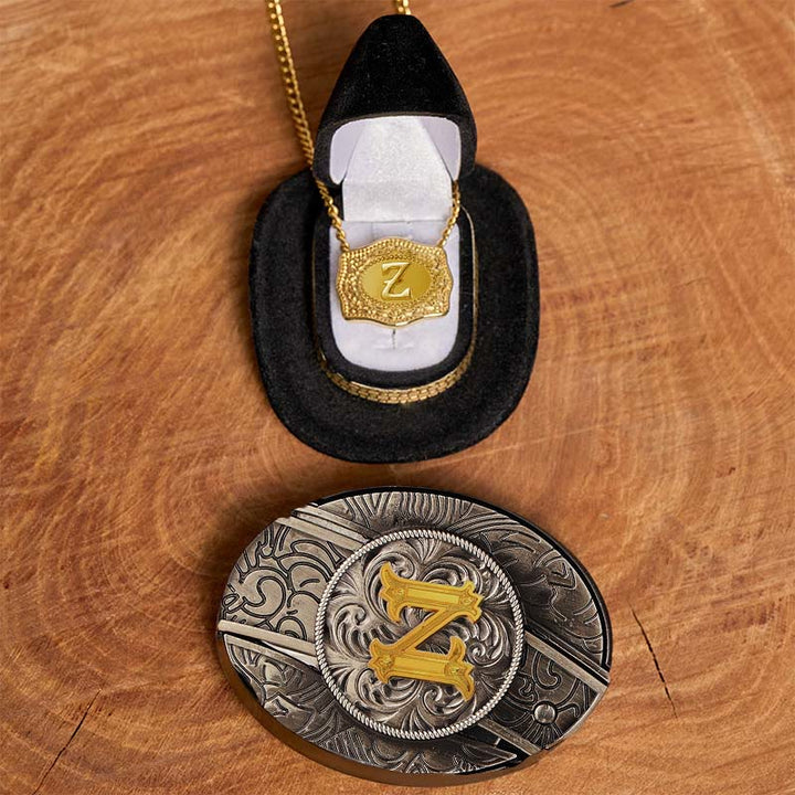 DIY-Set mit versteckter Gürtelschnalle, Goldkette und Initialen - Z - Ohne Gürtel - image 31