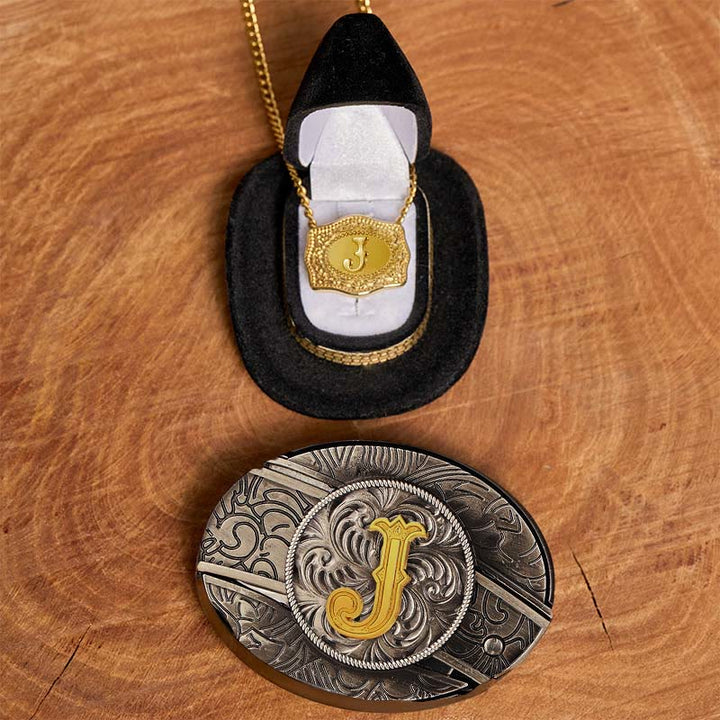 DIY-Set mit versteckter Gürtelschnalle, Goldkette und Initialen - J - Ohne Gürtel - image 15