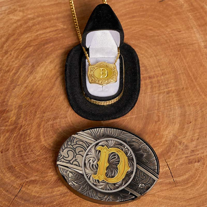 DIY-Set mit versteckter Gürtelschnalle, Goldkette und Initialen - D - Ohne Gürtel - image 9