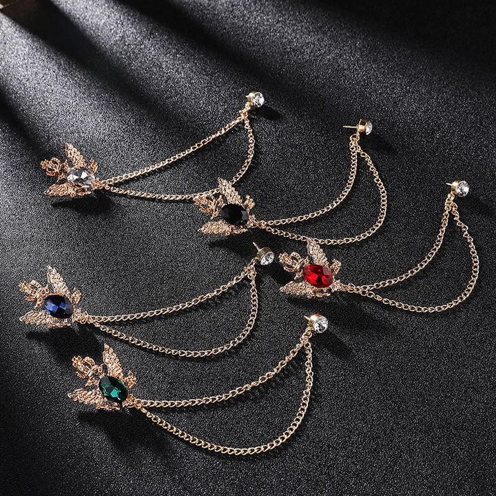 Retro-Brosche mit Adler und Krone, verziert mit Edelsteinen, Doppelkette und goldenen Akzenten - image 0