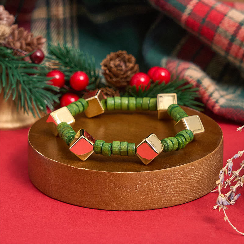 6-teiliges grünes Weihnachtsperlen-Anhänger-Armband-Set - image 10