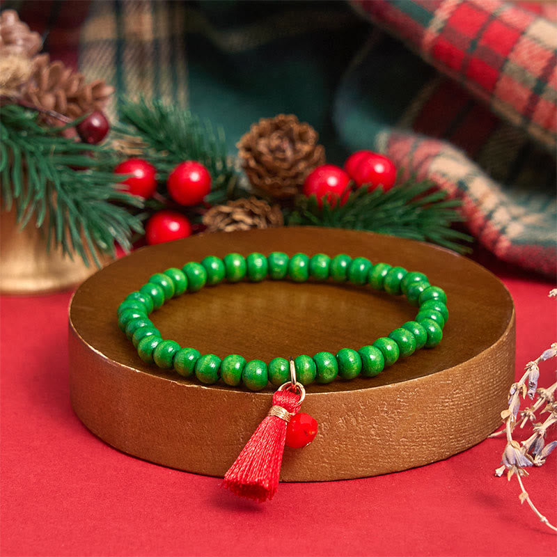 6-teiliges grünes Weihnachtsperlen-Anhänger-Armband-Set - image 5