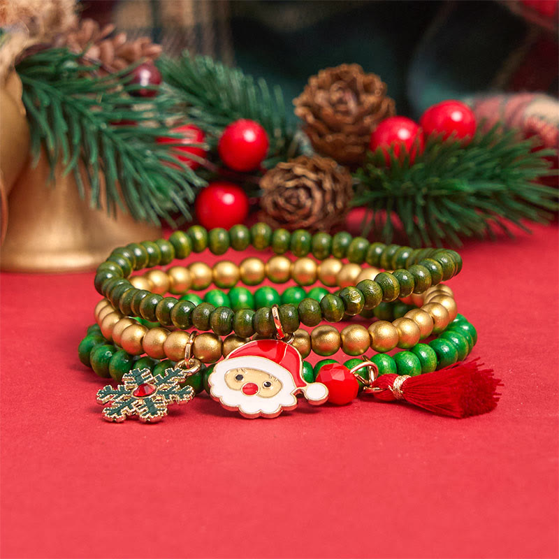 6-teiliges grünes Weihnachtsperlen-Anhänger-Armband-Set - image 3
