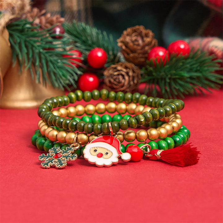 6-teiliges grünes Weihnachtsperlen-Anhänger-Armband-Set - image 3