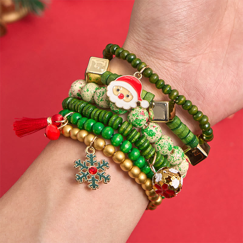6-teiliges grünes Weihnachtsperlen-Anhänger-Armband-Set - image 2