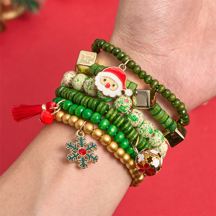 6-teiliges grünes Weihnachtsperlen-Anhänger-Armband-Set - image 2