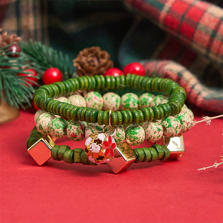 6-teiliges grünes Weihnachtsperlen-Anhänger-Armband-Set - image 4