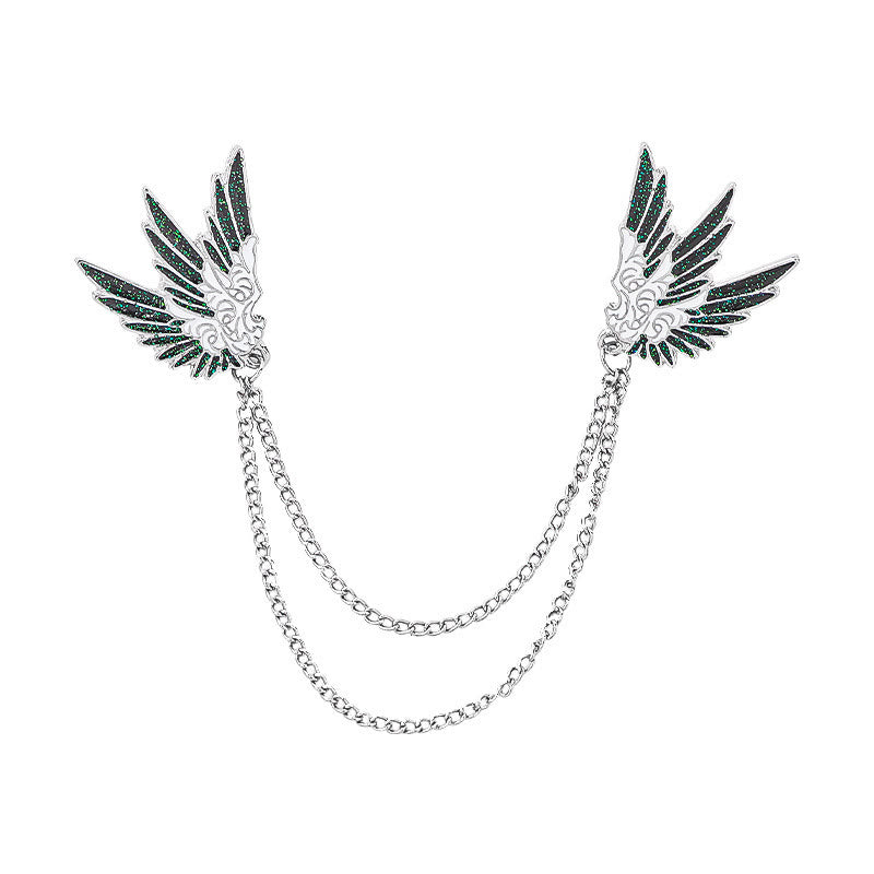 Verzierte, symmetrische Doppelkettenbrosche mit Flügelpaar. - Stil Nr. 1 - image 0