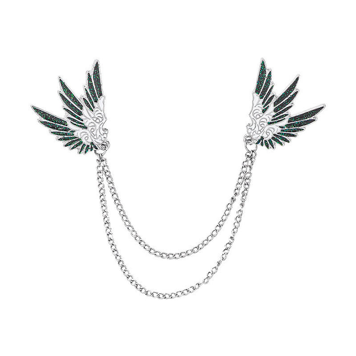 Verzierte, symmetrische Doppelkettenbrosche mit Flügelpaar. - Stil Nr. 1 - image 0