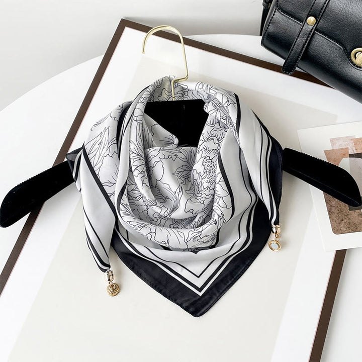 Eleganter, leichter quadratischer Schal mit Retro-Kunstdruck für Damen - Stil Nr. 13 - image 12