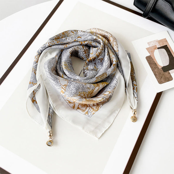 Eleganter, leichter quadratischer Schal mit Retro-Kunstdruck für Damen - Stil Nr. 2 - image 1