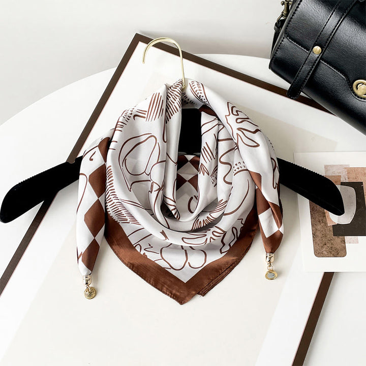 Eleganter, leichter quadratischer Schal mit Retro-Kunstdruck für Damen - Stil Nr. 14 - image 13