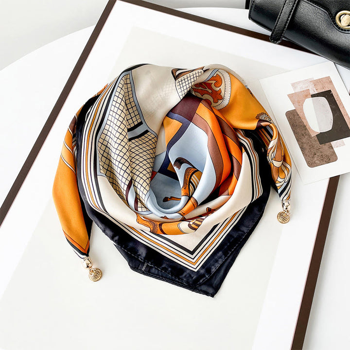 Eleganter, leichter quadratischer Schal mit Retro-Kunstdruck für Damen - Stil Nr. 5 - image 4