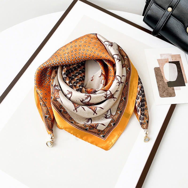 Eleganter, leichter quadratischer Schal mit Retro-Kunstdruck für Damen - Stil Nr. 12 - image 11