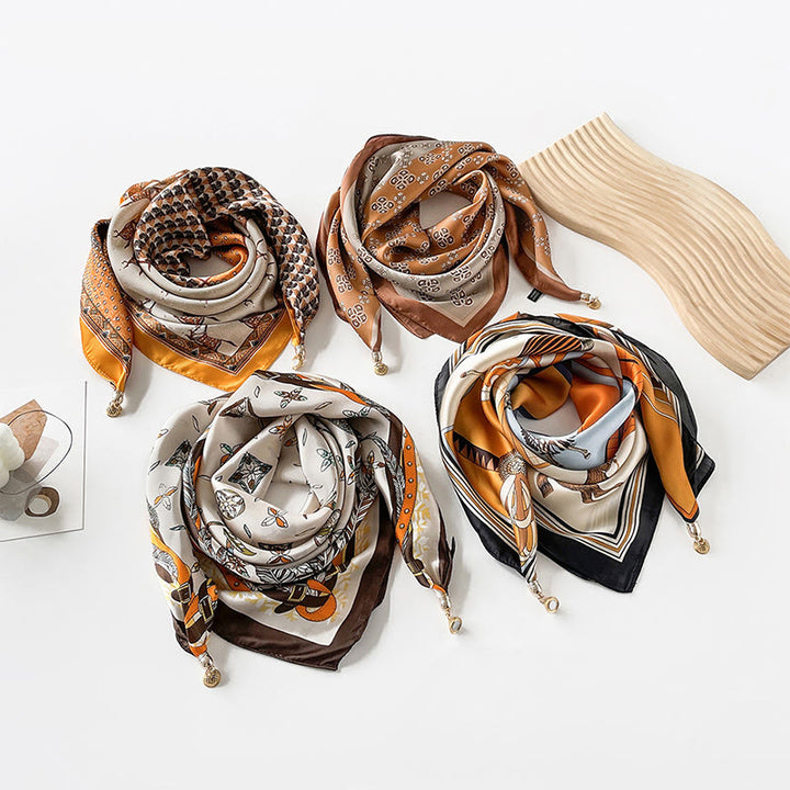 Eleganter, leichter quadratischer Schal mit Retro-Kunstdruck für Damen - image 20