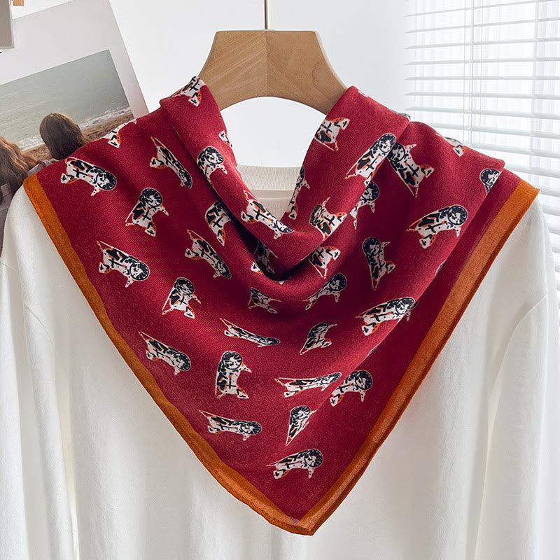 Dünner, quadratischer Schal für Damen mit reichhaltigem Print in verschiedenen Stilen - Stil Nr. 25 - image 24