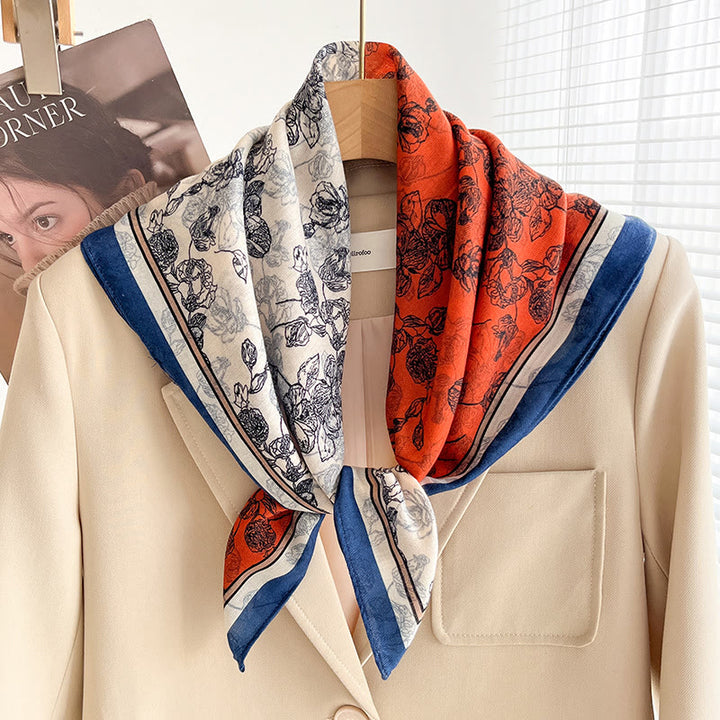 Dünner, quadratischer Schal für Damen mit reichhaltigem Print in verschiedenen Stilen - Stil Nr. 39 - image 38