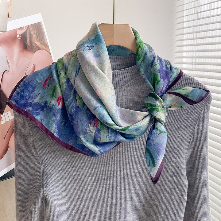 Dünner, quadratischer Schal für Damen mit reichhaltigem Print in verschiedenen Stilen - Stil Nr. 4 - image 3