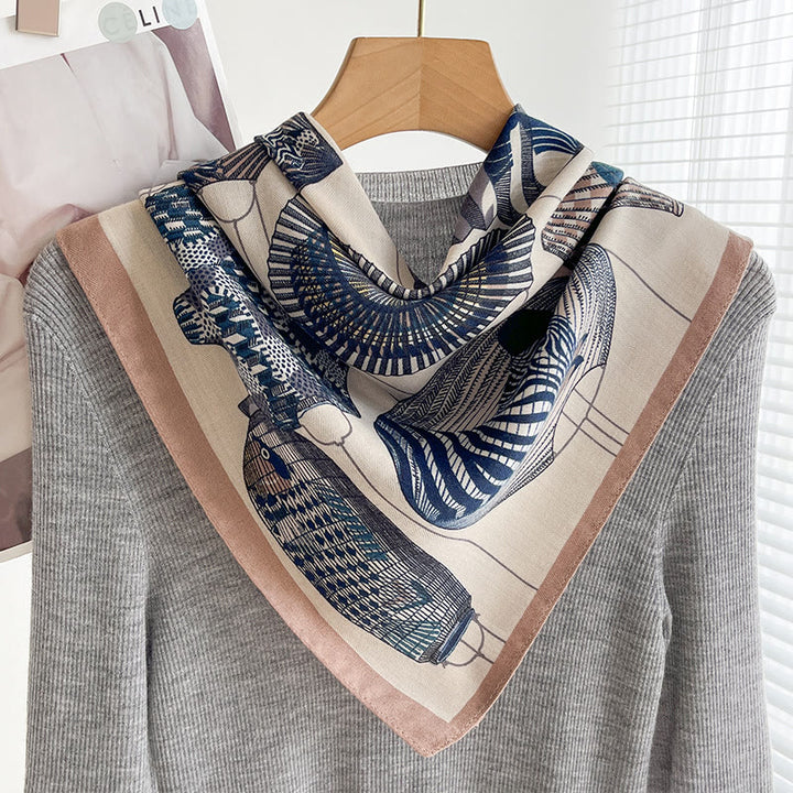 Dünner, quadratischer Schal für Damen mit reichhaltigem Print in verschiedenen Stilen - Stil Nr. 45 - image 44