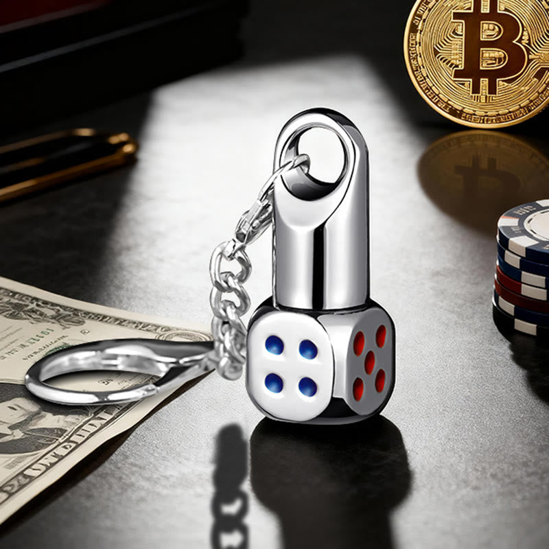 Klassischer Mini-Würfel-Nachfüllfeuerzeug-Schlüsselanhänger - Silber - image 1