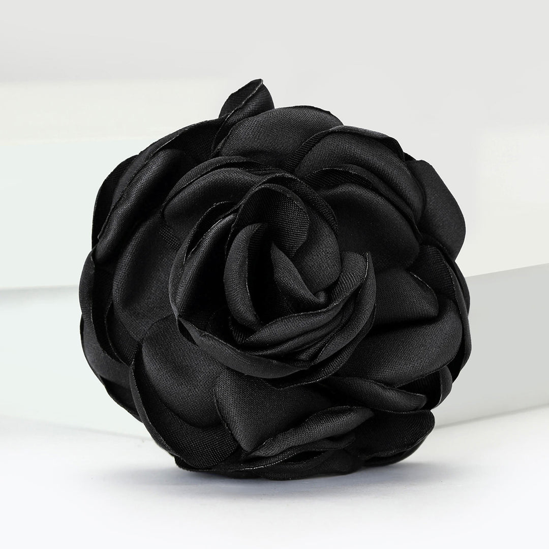 Elegante, mehrfarbige Brosche aus glänzendem Satin in Rosenform - Schwarz - image 2