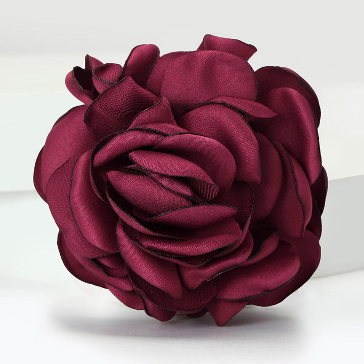 Elegante, mehrfarbige Brosche aus glänzendem Satin in Rosenform - Rot - image 0