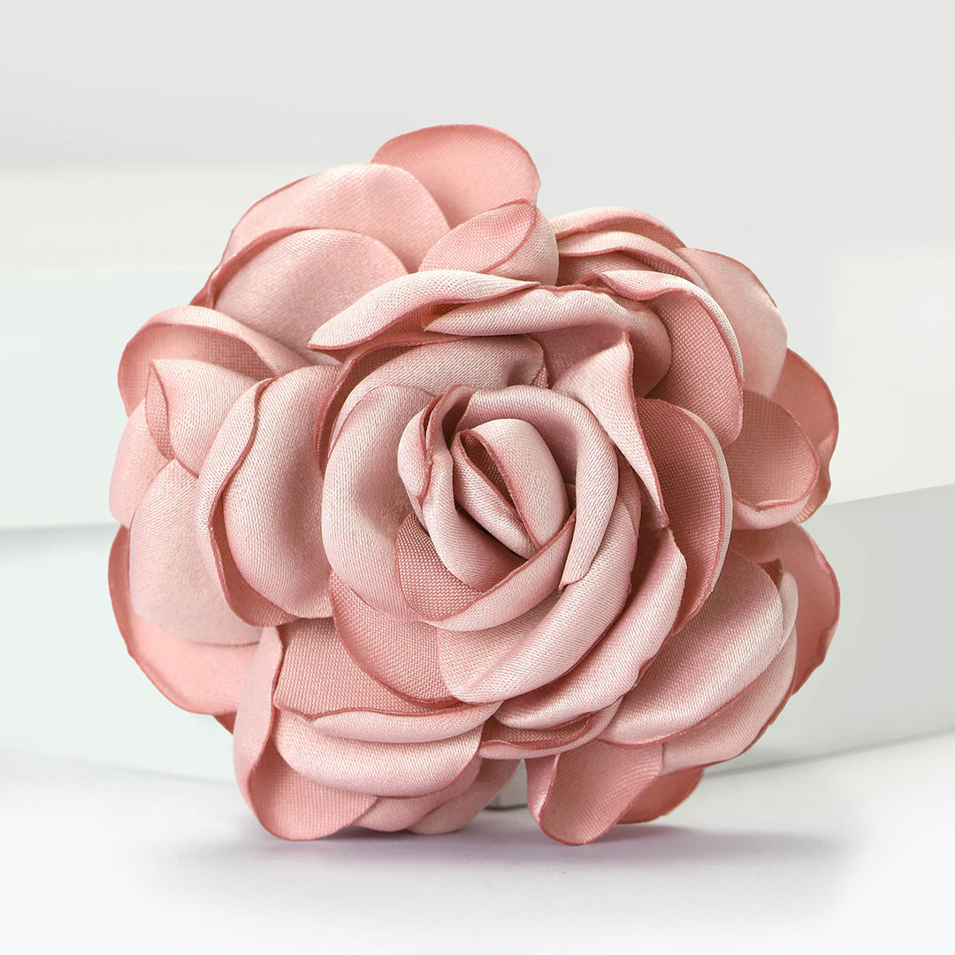 Elegante, mehrfarbige Brosche aus glänzendem Satin in Rosenform - Rosa - image 10