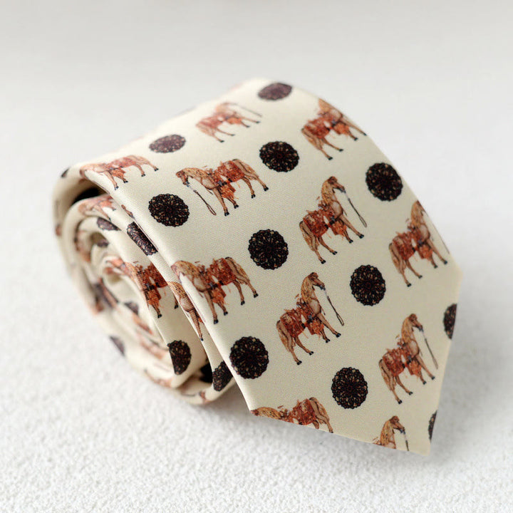 Personalisierte grüne Herrenkrawatte mit Pferdeaufdruck zum Handbinden - Stil Nr. 9 - image 11