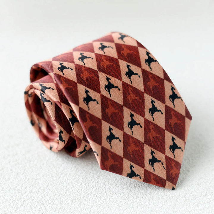 Personalisierte grüne Herrenkrawatte mit Pferdeaufdruck zum Handbinden - Stil Nr. 14 - image 16