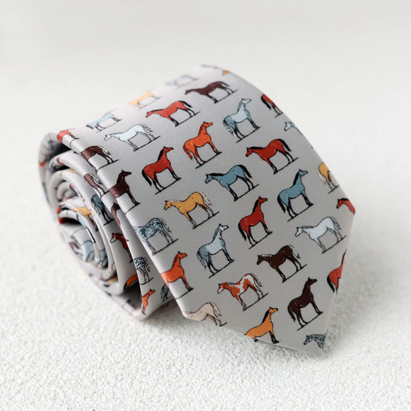 Personalisierte grüne Herrenkrawatte mit Pferdeaufdruck zum Handbinden - Stil Nr. 12 - image 14