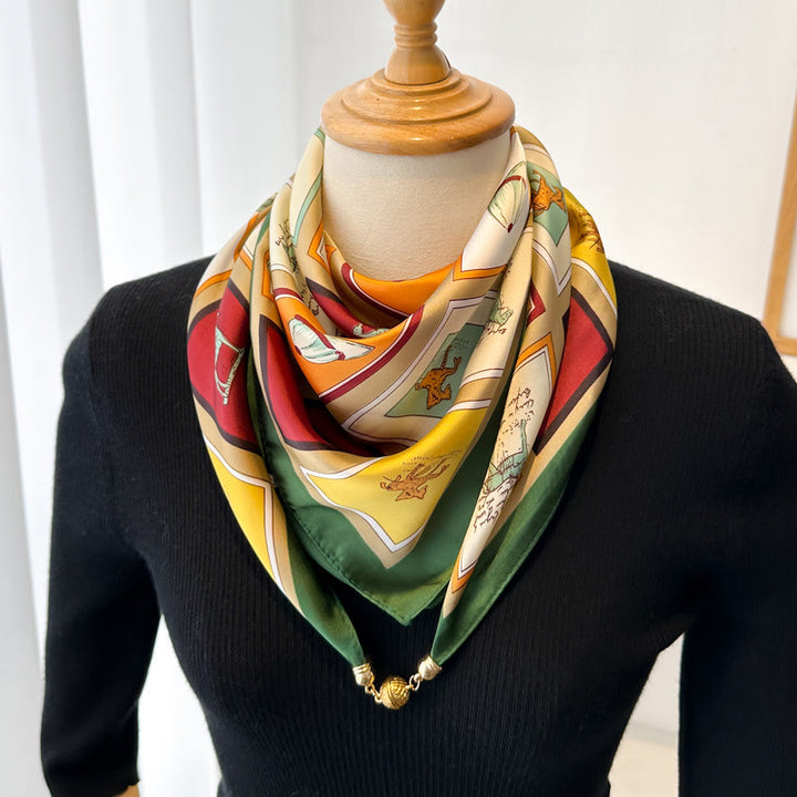 Elegante, quadratische, magnetische Krawatte mit Retro-Print für Damen - Stil Nr. 4 - image 6
